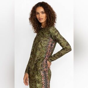 Johnny Was Olive Floral Long Sleeve Tee